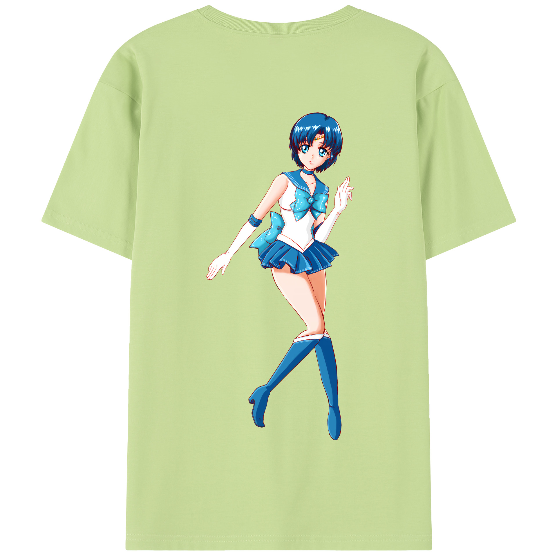 （画像用） 美少女戦士セーラームーン 水野 亜美 みずの あみ Sailor Moon Mizuno Ami 綿100％半袖Tシャツ（背面プリント）
